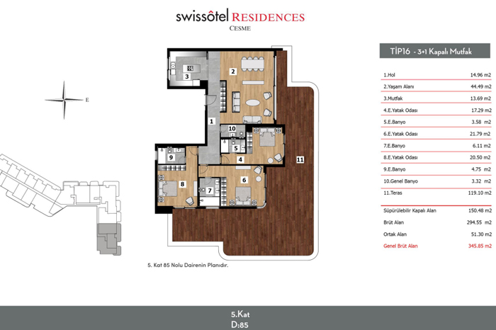Swissôtel Residences Çeşme Kat Planları - 16