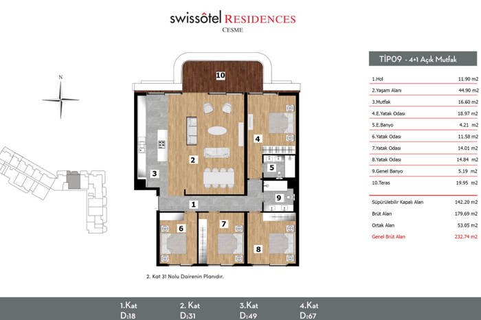 Swissôtel Residences Çeşme Kat Planları - 9