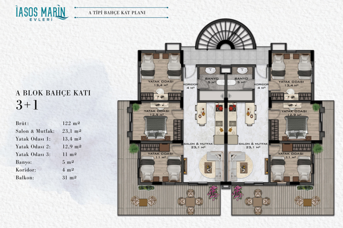 İasos Marin Evleri Kat Planları - 2