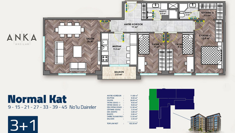 Anka Avcılar Kat Planları - 3